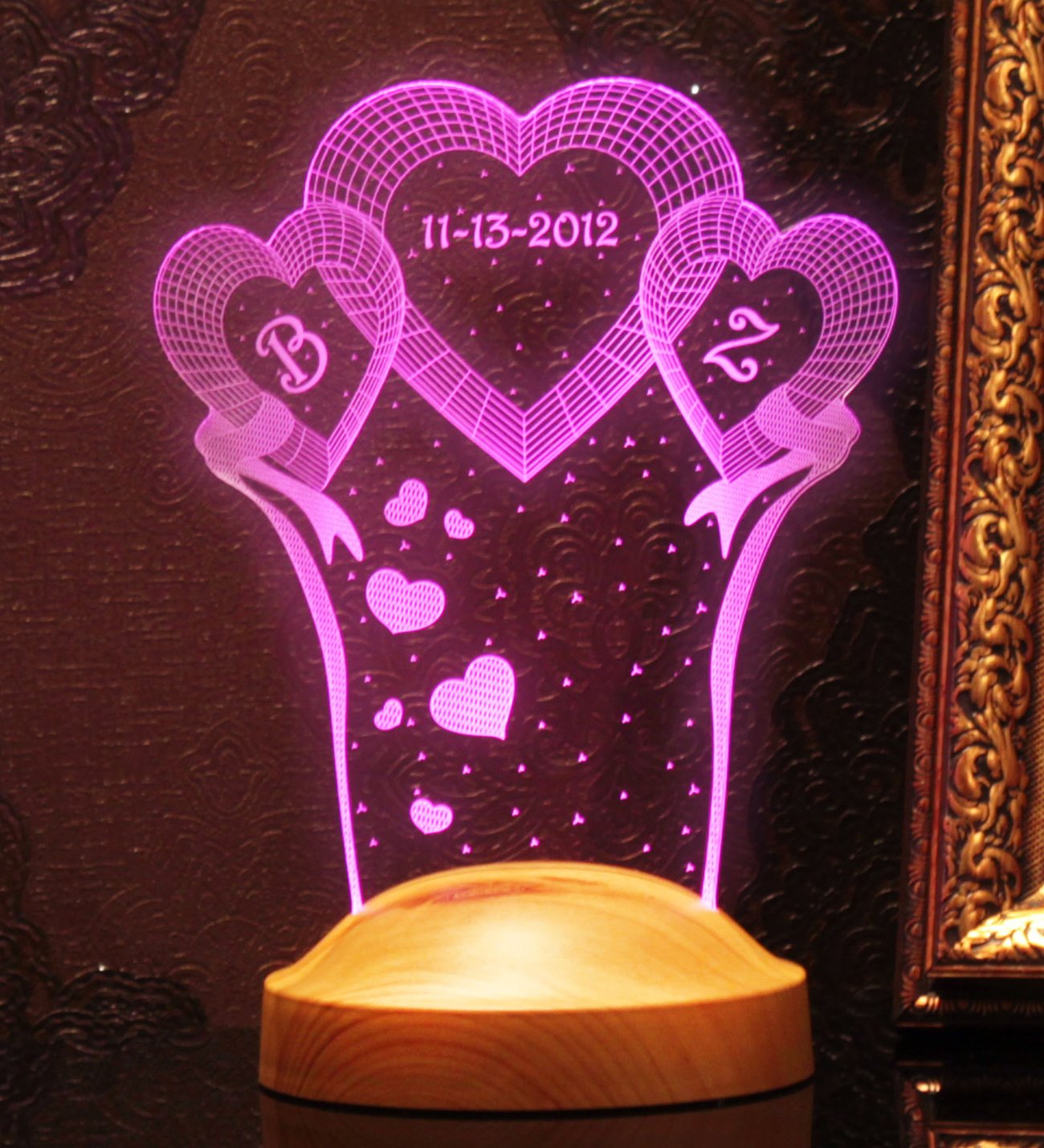 Laser Cut Anniversary Wedding Gift For Her 3D Illusion Lamp Free Vector ...