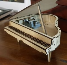 Caja de música de piano de cola cortada con láser de 3 mm