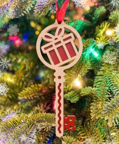 Лазерная резка Рождественская елка Игрушка Подарочный ключ Орнамент