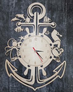 Laser Cut Nautical Wall Clock Free Vector