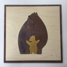 Laser Cut Bear Family Wall Art Free Vector