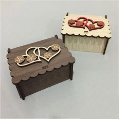 Laser Cut Heart Wooden Box Free Vector