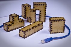 Laser Cut Wooden Tetris Blocks DXF File