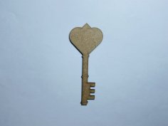 Laser Cut Heart Key Shape Unfinished Wood Cutout Free Vector