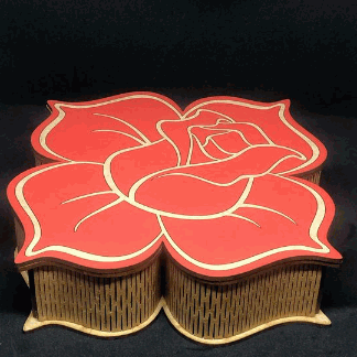 Laser Cut Wooden Rose Gift Box 3mm Free Vector