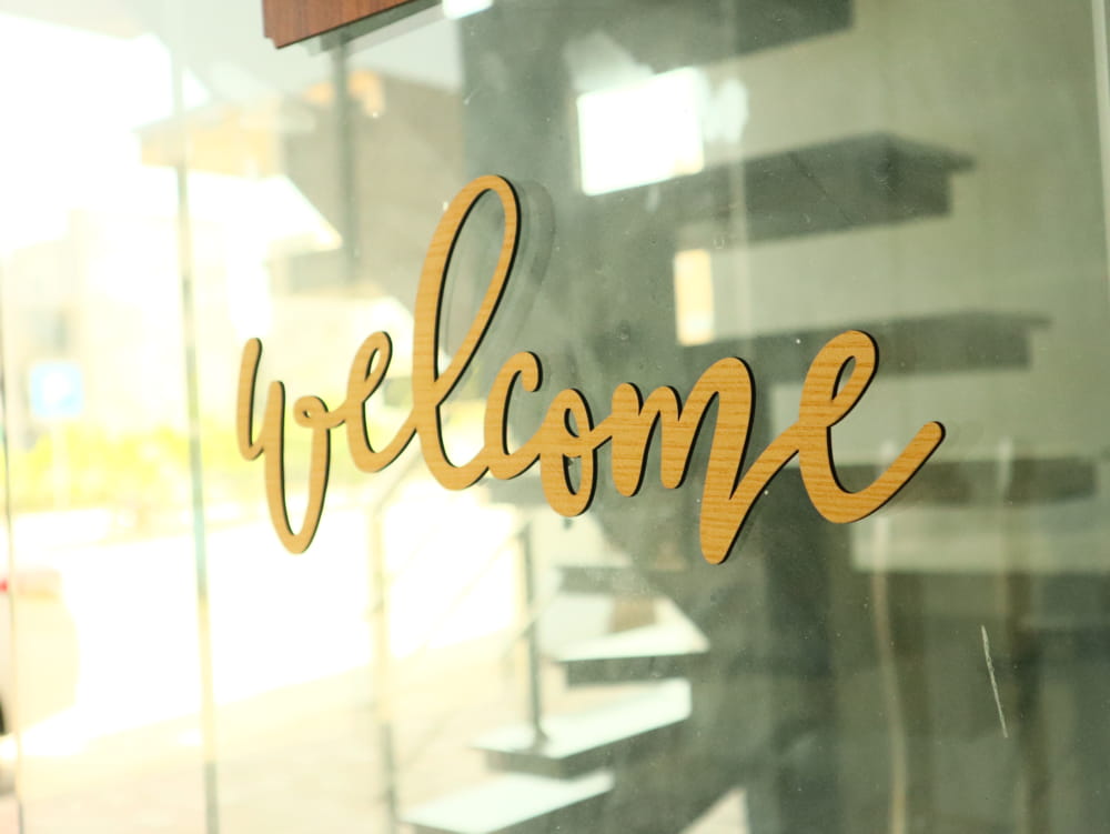 Laser Cut Welcome Letter Sign Wood Wall Art Free Vector