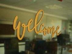 Laser Cut Welcome Letter Sign Wood Wall Art Free Vector