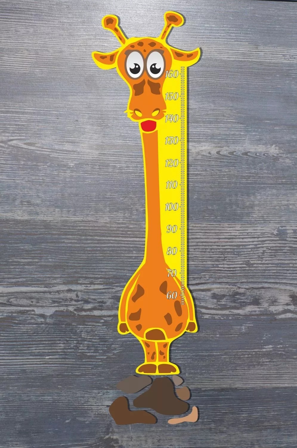 Plantilla de jirafa de medidor de altura infantil cortada con láser