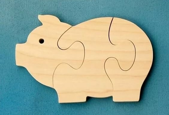 Schwein Holzpuzzle Plan Laserschneiden CNC