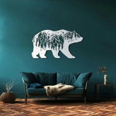 Laserowo wycinana dekoracyjna dekoracja ścienna z niedźwiedziem