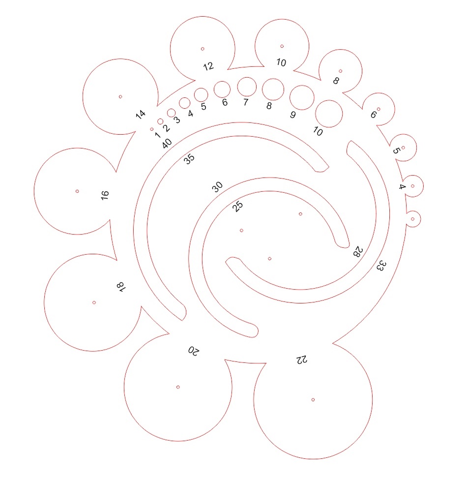 Laser Cut Radius Ruler Circle Radius Semicircle Drawing Ruler Free Vector