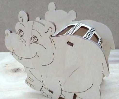 Organisateur de bureau porte-crayon hippopotame découpé au laser