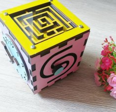Laser Cut Wooden Activity Cube Educational Toy Free Vector