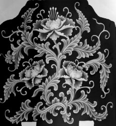 Image en relief de fleurs en niveaux de gris