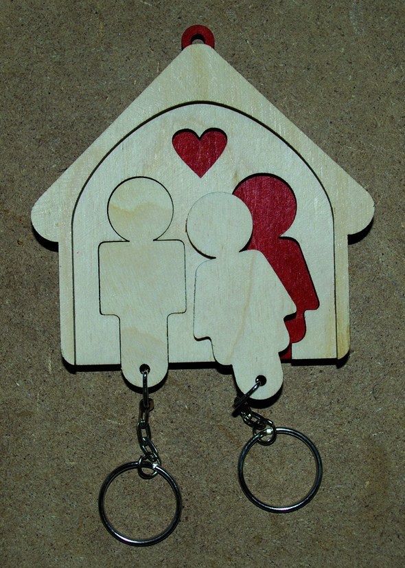 激光切割他和她的钥匙架壁挂式钥匙链架情侣礼物