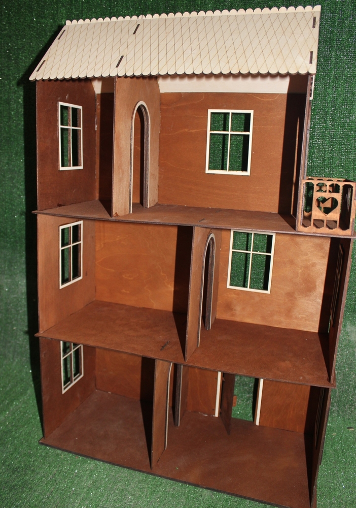 Casa de muñecas en miniatura cortada con láser de 3 mm