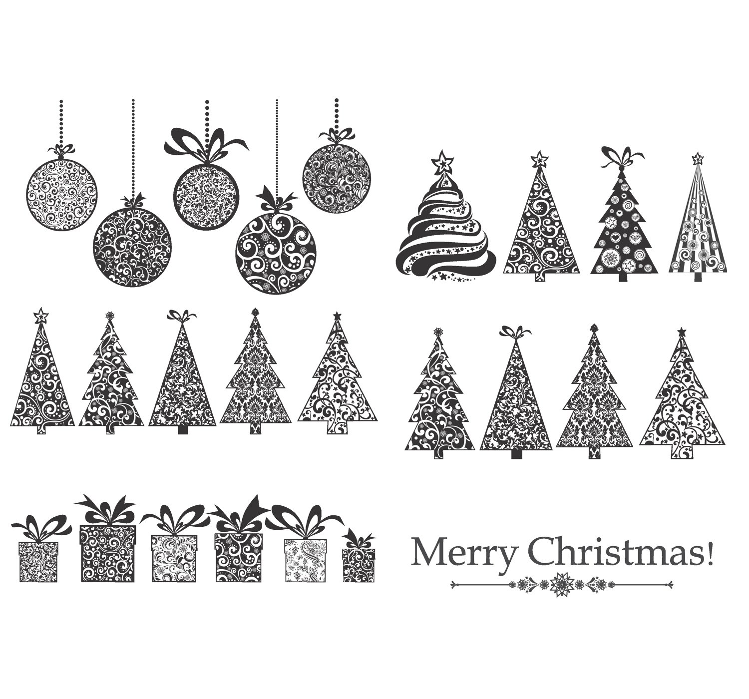 Laser Cut Engrave Christmas Tree Christmas Ball Ornaments Free Vector