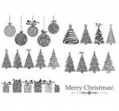 Laser Cut Engrave Christmas Tree Christmas Ball Ornaments Free Vector