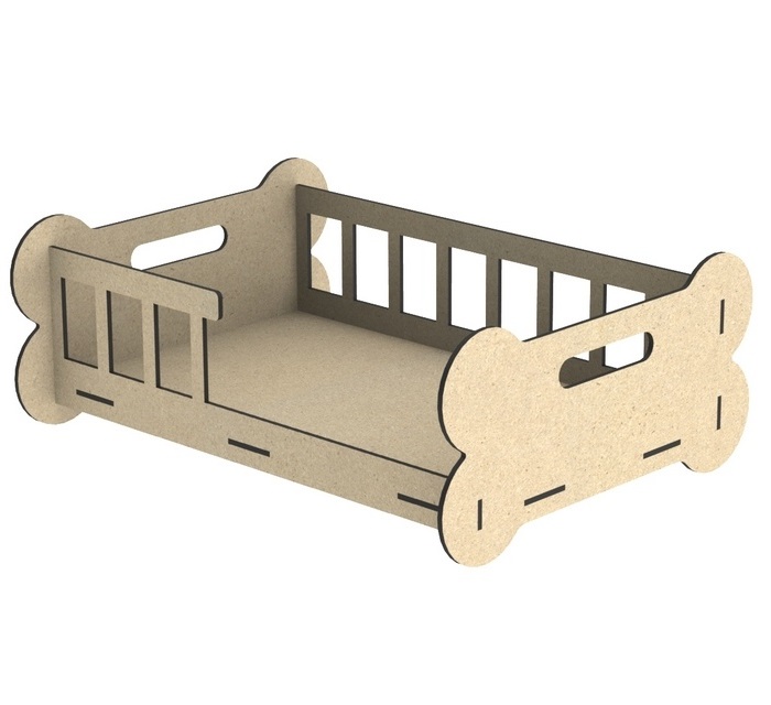 Laser Cut Wooden Dog Bed Puppy Crib Free Vector