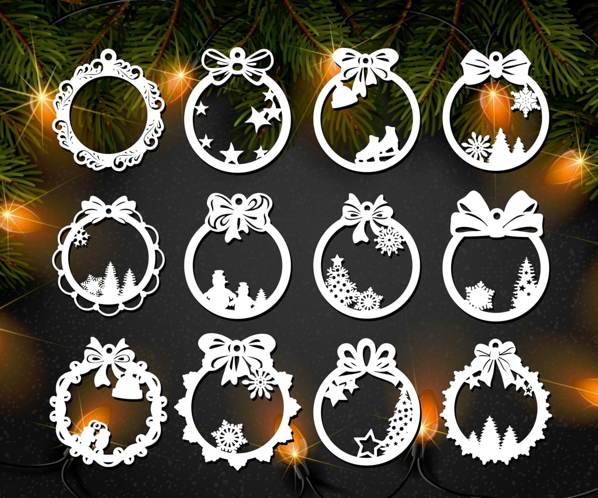 Laser Cut Christmas Ball Decorations Free Vector