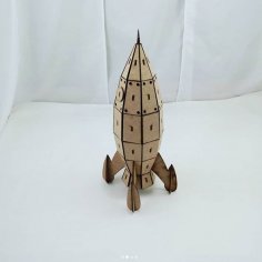 Lézerrel vágott fából készült rakéta űrhajó játék, 3 mm