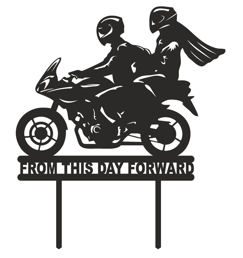 Laser Cut Motorcycle Biker Wedding Cake Topper Free Vector