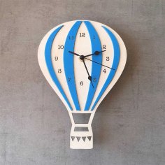 Relógio de parede com balão de ar quente cortado a laser decoração de parede para quarto infantil