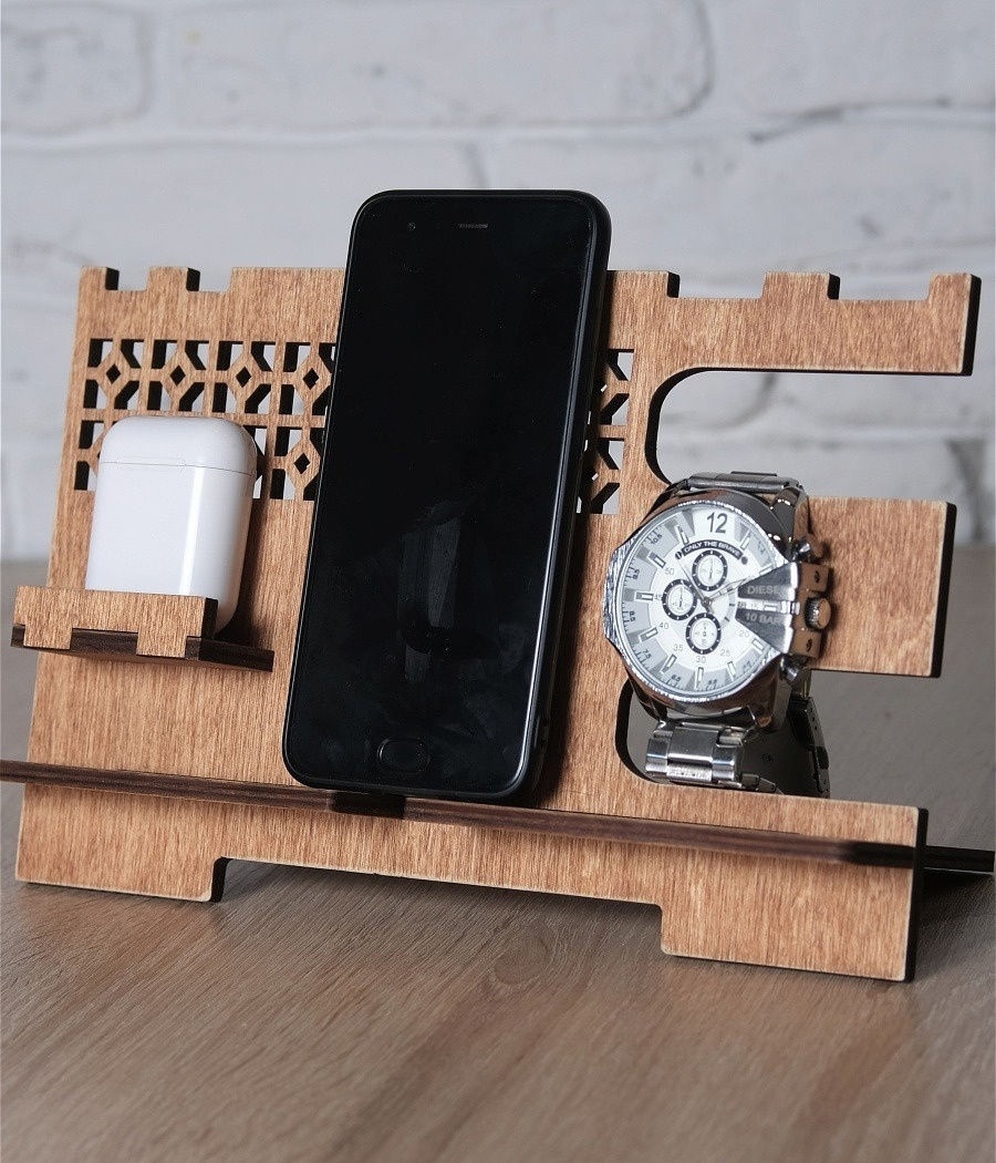 Laser Cut Cell Phone Stand Wooden Docking Station Free Vector