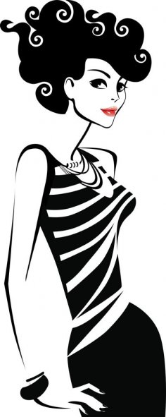Black And White Illustration Of Woman Vector Free Vector