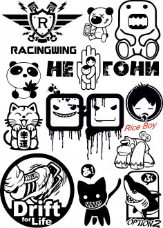 Jdm Random Car Sticker Vectors Free Vector