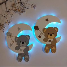 Laser Cut Moon And Bear Night Light Kids Room Decor