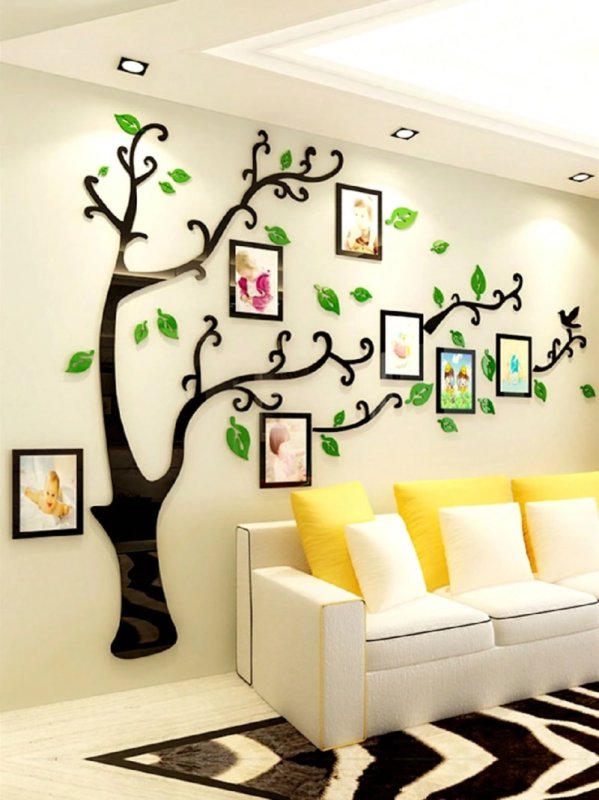 Laser Cut Wall Stickers Photo Frame Tree 3D Acrylic Wall Decals
