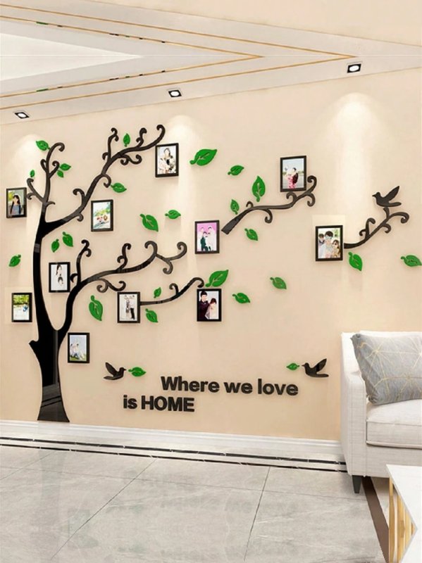 Laser Cut Wall Stickers Photo Frame Tree 3D Acrylic Wall Decals