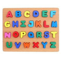 Laser Cut Wooden ABC Board Kids Early Learning Alphabet Puzzle
