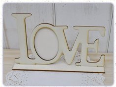 Laser Cut Love Lettering With Photo Frame Love Wooden Tabletop Plaque