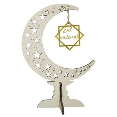 Laser Cut Eid Mubarak Wooden Crescent Moon Star Ornament Ramadhan & Eid Decorations