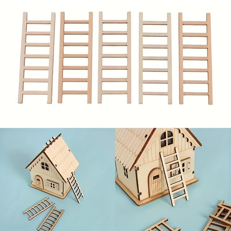 Laser Cut Mini Wooden Staircase Model Diy Micro Landscape Decor Mini Ladder For Diy Crafts