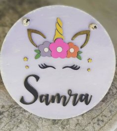 Laser Cut Personalized Unicorn Wooden Name Sign – Baby Room Wall Decoration