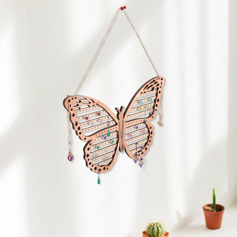 Laser Cut Wood Butterfly Earring Holder for Girls