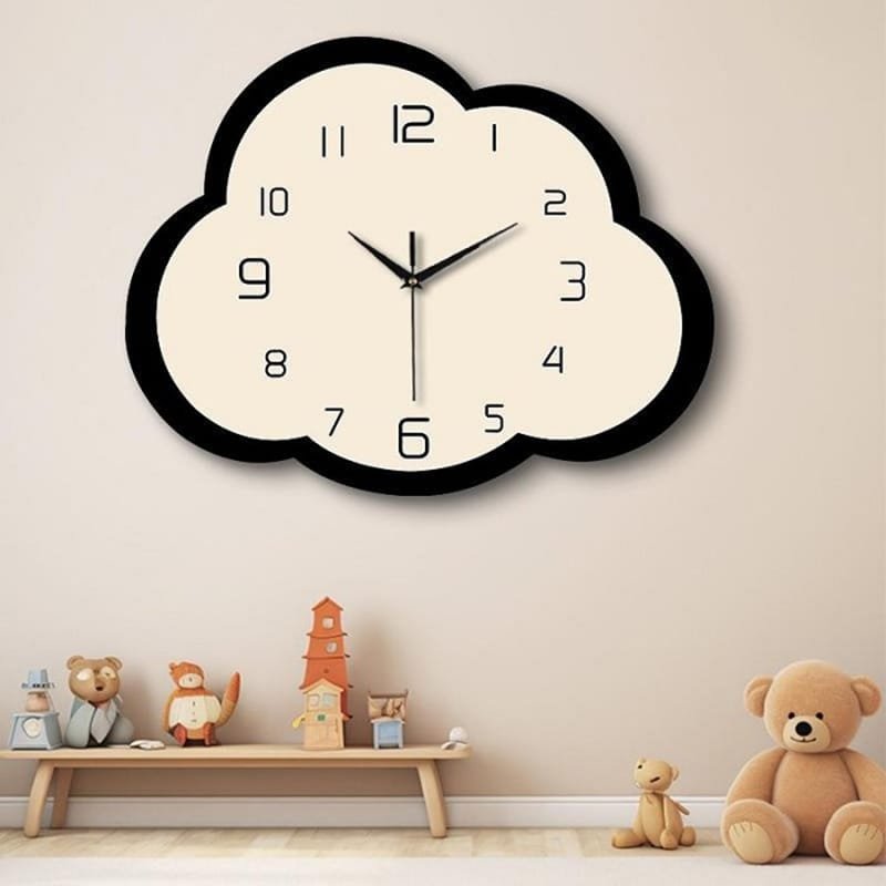 Laser Cut Cloud Wall Hanging Clock Modern Cute Cartoon Stylish Clock