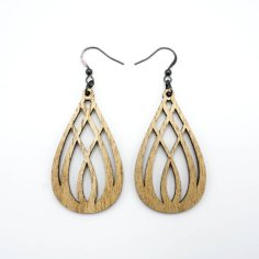 Laser Cut Teardrop Wooden Earrings