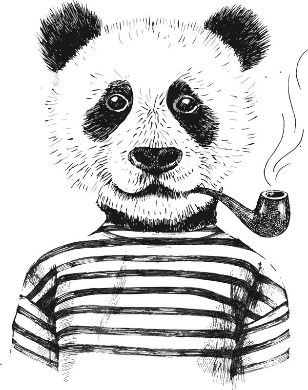Курящая панда вектор искусства