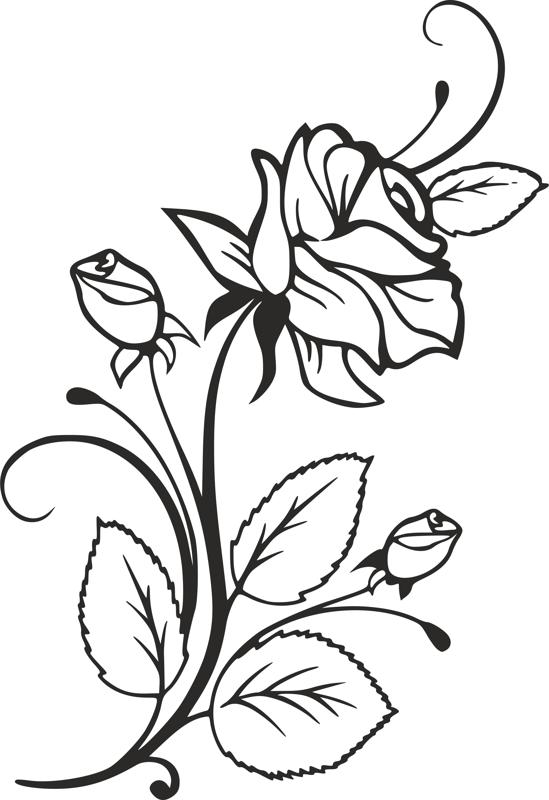 Rose and Rosebuds Beautiful Flower Stencil dxf File