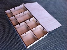 Laser Cut Wood Compartment Box