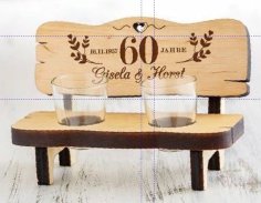 Laser Cut Wooden Bench With Glass Holder