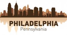Philadelphia manzarası şehir siluet vektör