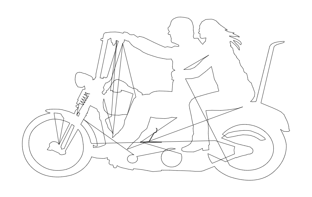 Fichier dxf de deux personnes sur la moto
