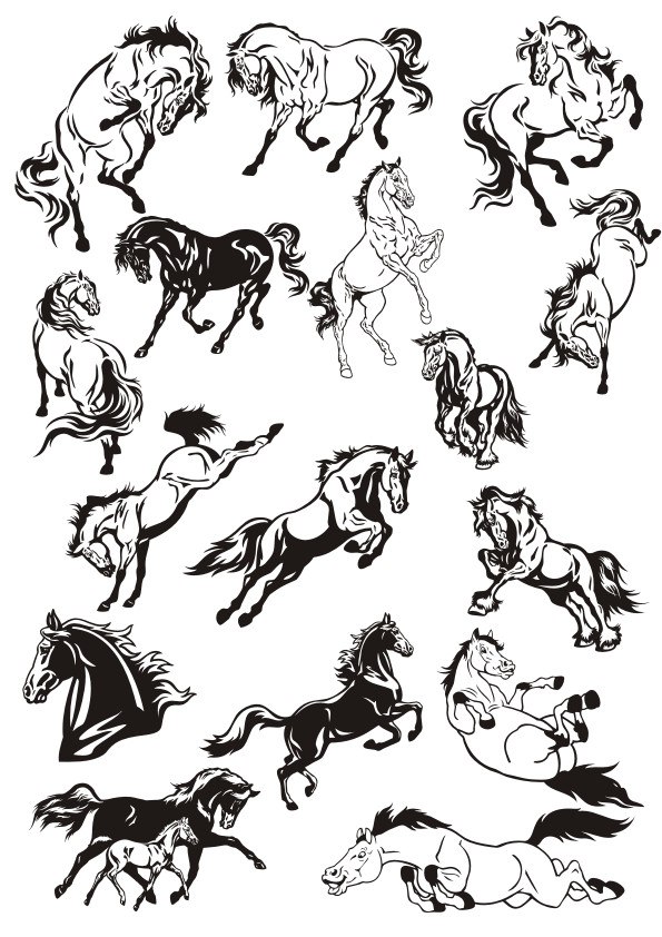 Коллекция векторных наклеек для лошадей