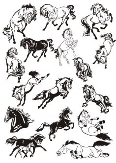 Colección de arte vectorial de pegatinas de caballos