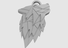 Wolf Keychain Geometric Flat 3D Printer Model